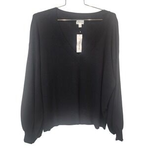 The Drop Women's Black V-Neck Long‎ Sleeve Sweater Knit Pullover XXL NWT